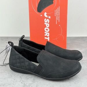 New JSport Women's Lisa Casual Slip On Shoes Lined Comfort Black Size 9